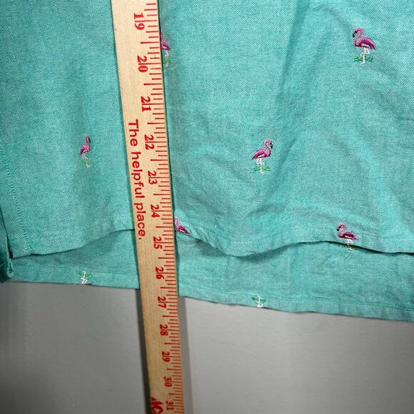 Chubbies Mens Popover Shirt Small Mint Green Embroidered Flamingo Long Sleeve - Picture 7 of 9